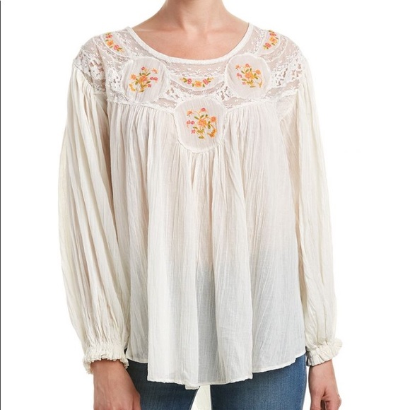 Free People Tops - NWT Free People Medium Ivory floral Tunic $168